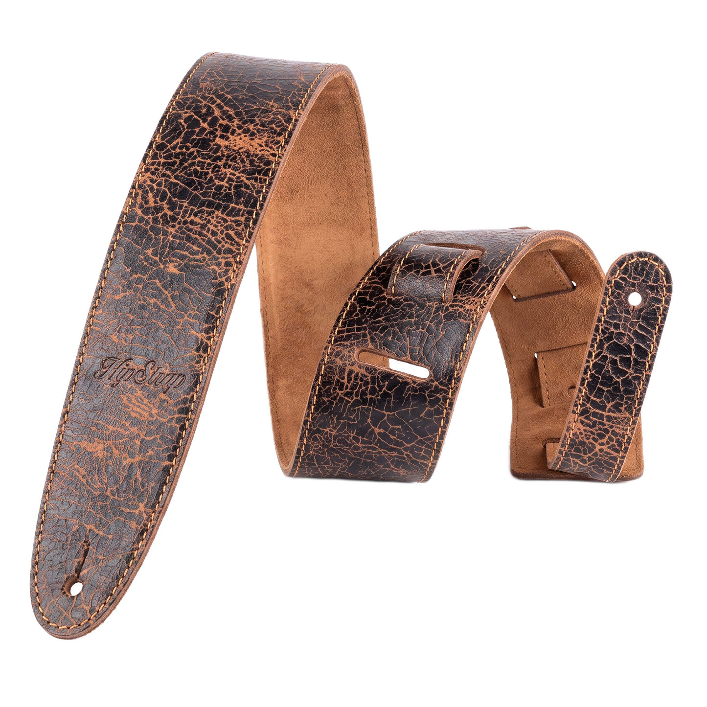 The Classic Strap – Cracked Black Over Tan