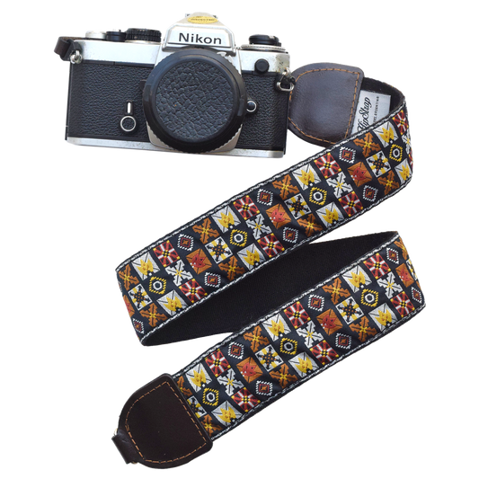 Woodstock Brown Vintage Inspired Camera Strap