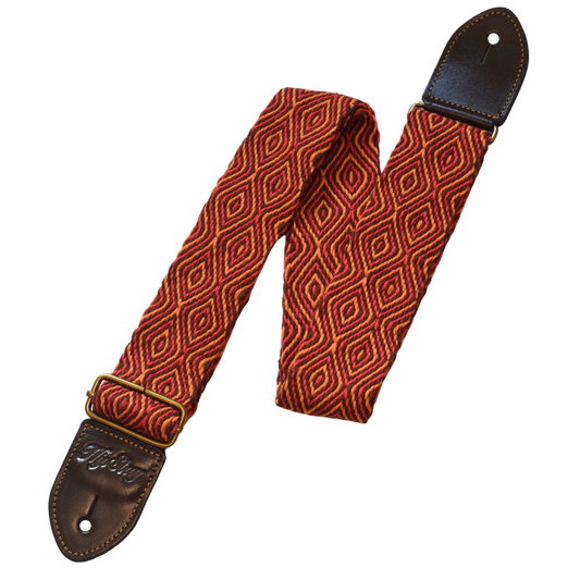 Tenochtitlán Red Handwoven Vintage Inspired Guitar Strap