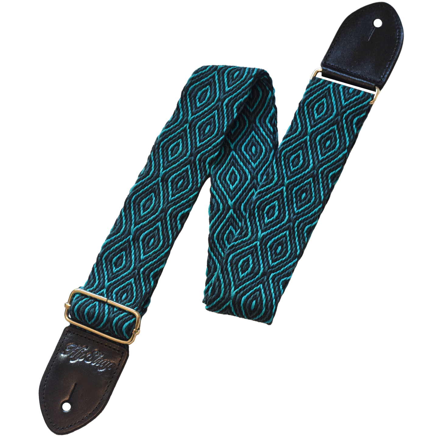 Tenochtitlán Aqua Handwoven Vintage Inspired Guitar Strap