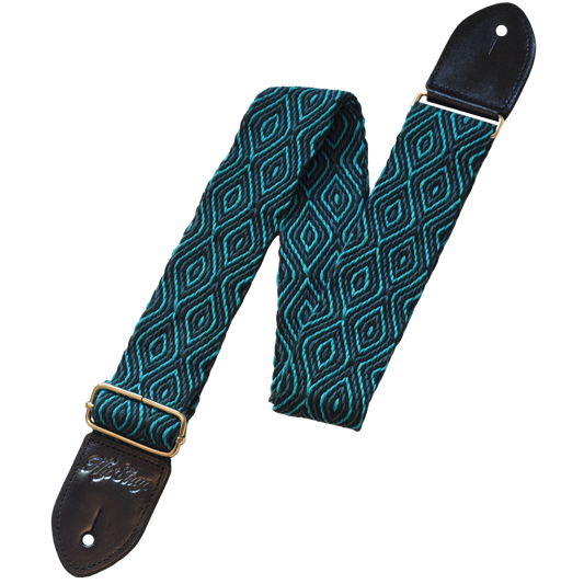 Tenochtitlán Aqua Handwoven Vintage Inspired Guitar Strap