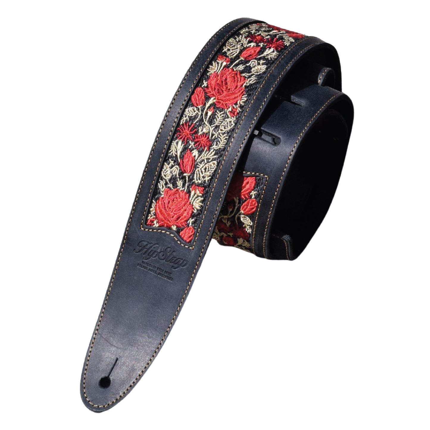 "Red Roses" Aged Black - Custom Shop Strap