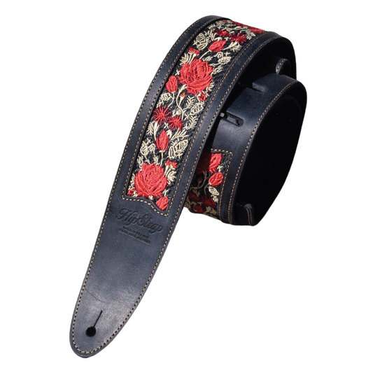 "Red Roses" Aged Black - Custom Shop Strap