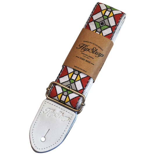 Stained Glass Red Vintage Inspired Guitar Strap